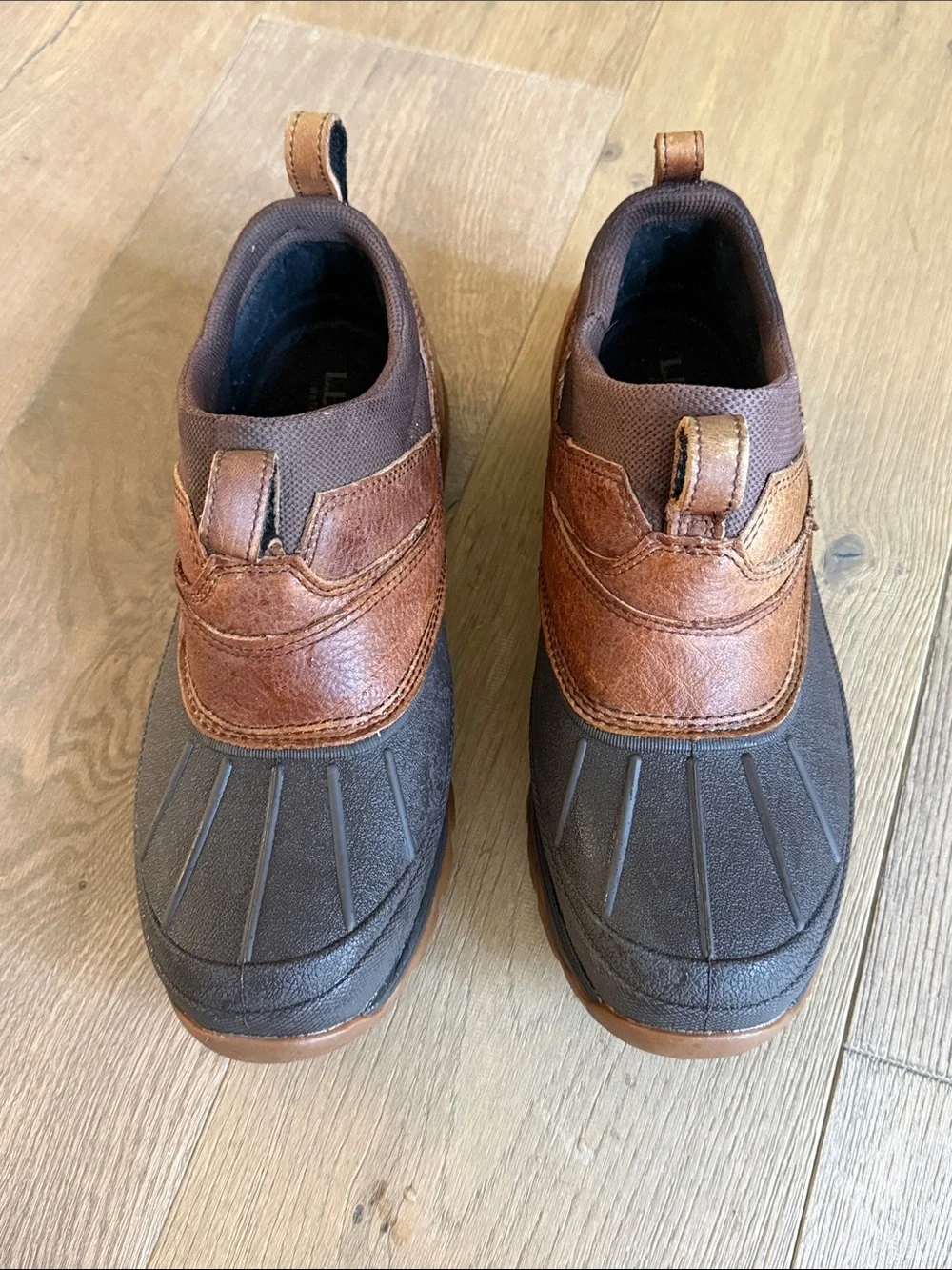 L.L. Bean Brown and Dark Gray Slip-On Waterproof Duck Boots - Never Worn